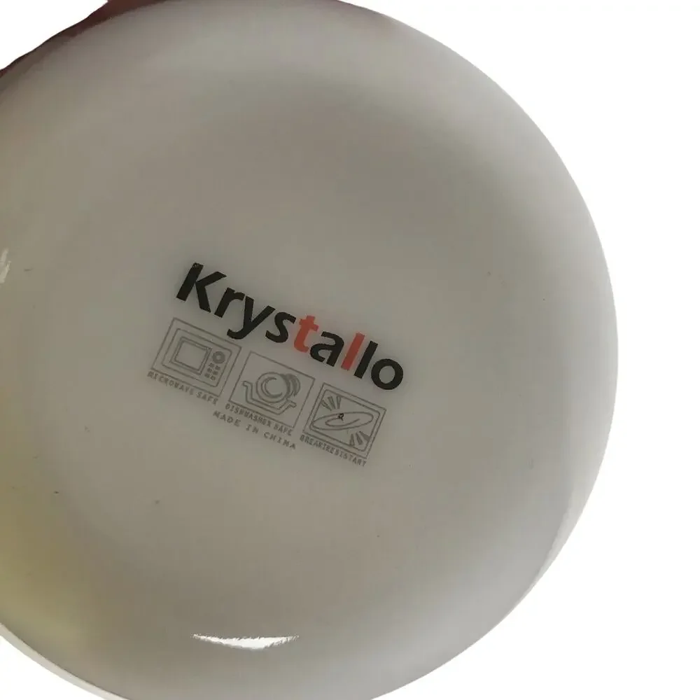 Krystallo Set of 2 Small White Milk Glass Bowls With Red Rose Accent Bands
